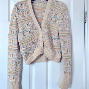 New Zara womens multicolor crochet cardigan,   So cute!